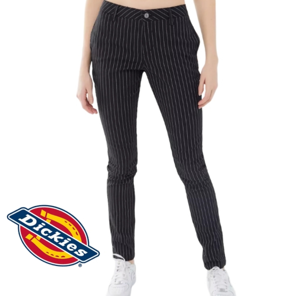 Dickies | Classic Pinstripe Mid-Rise Skinny Stretch-Cotton Pants | Size 1/25